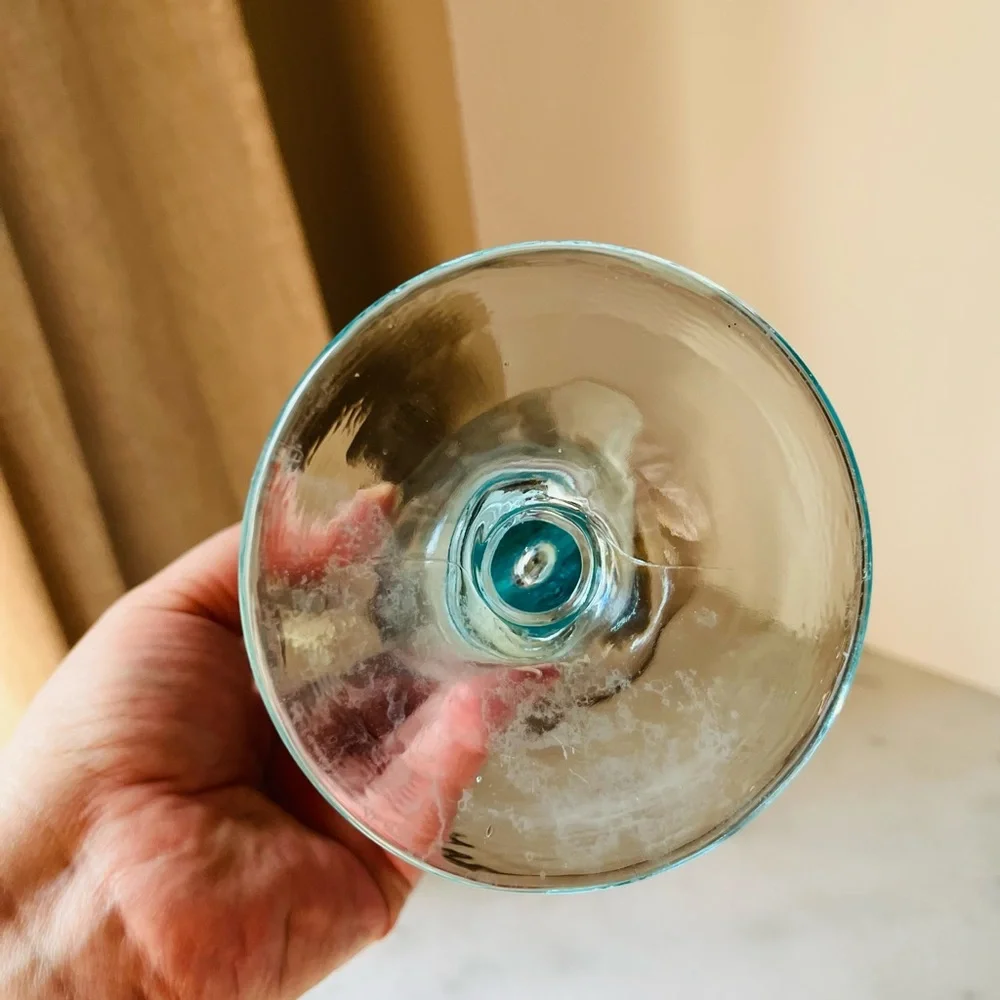 Antique blue glass fan vase